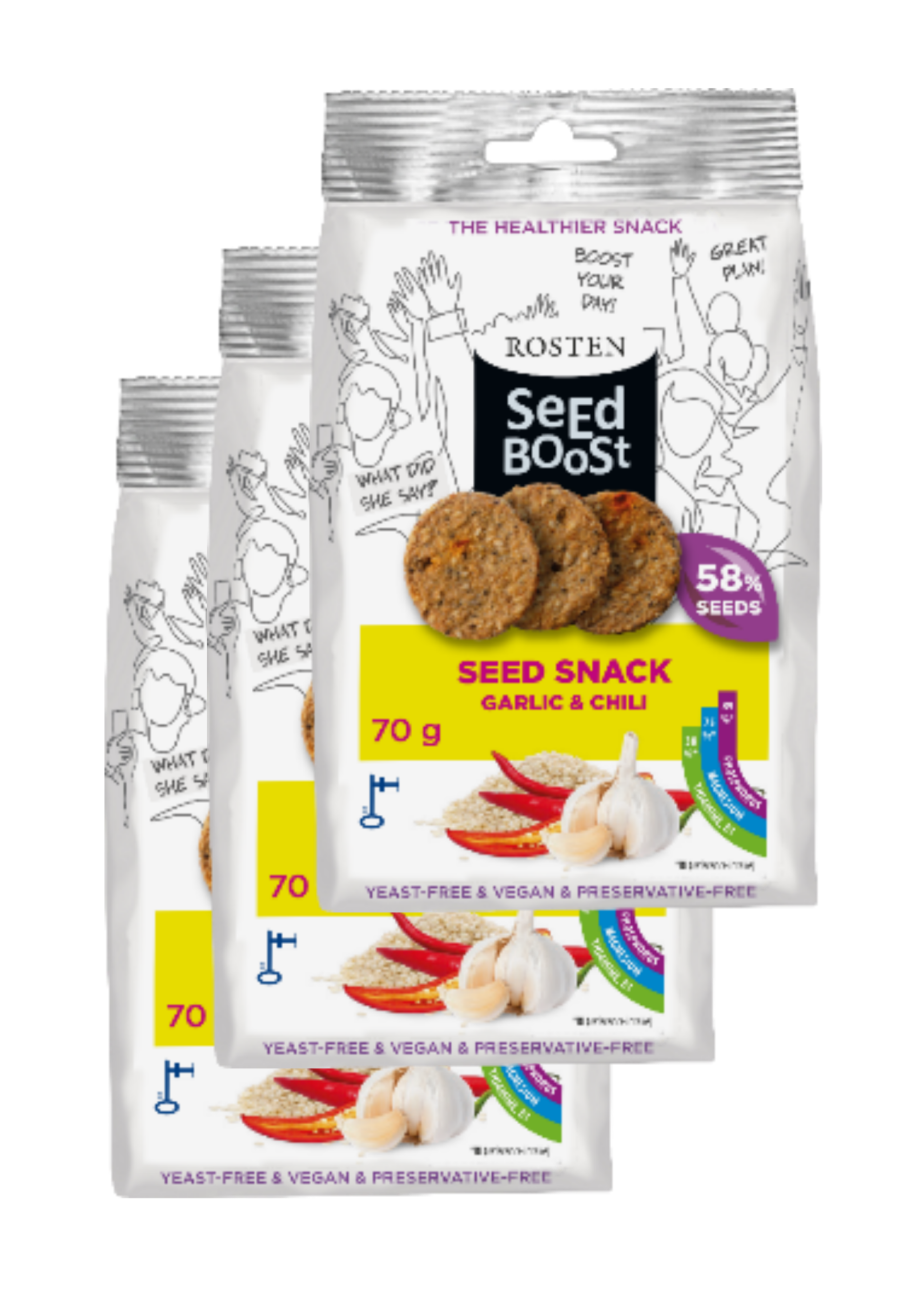 3 x SeedBoost küüslaugu ja tšilliga snäkk 70g